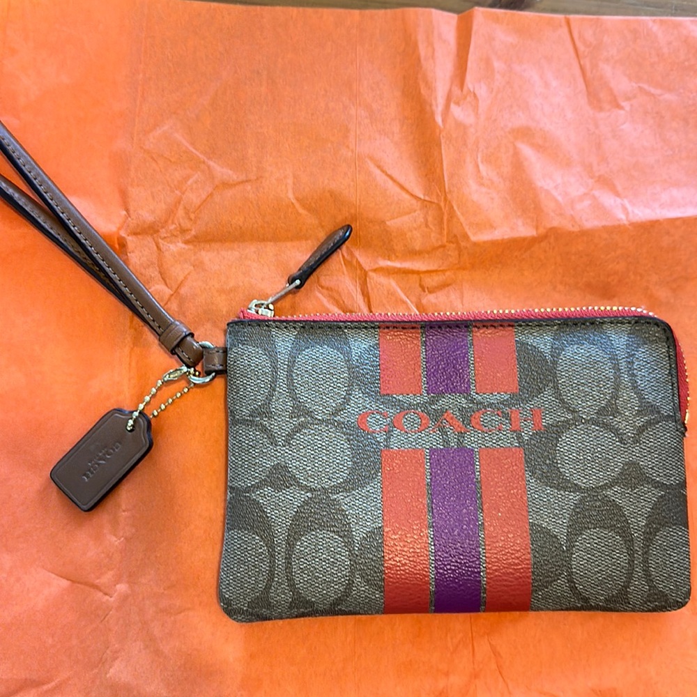 COACH Small Wristlet In Colorblock Signature Leather